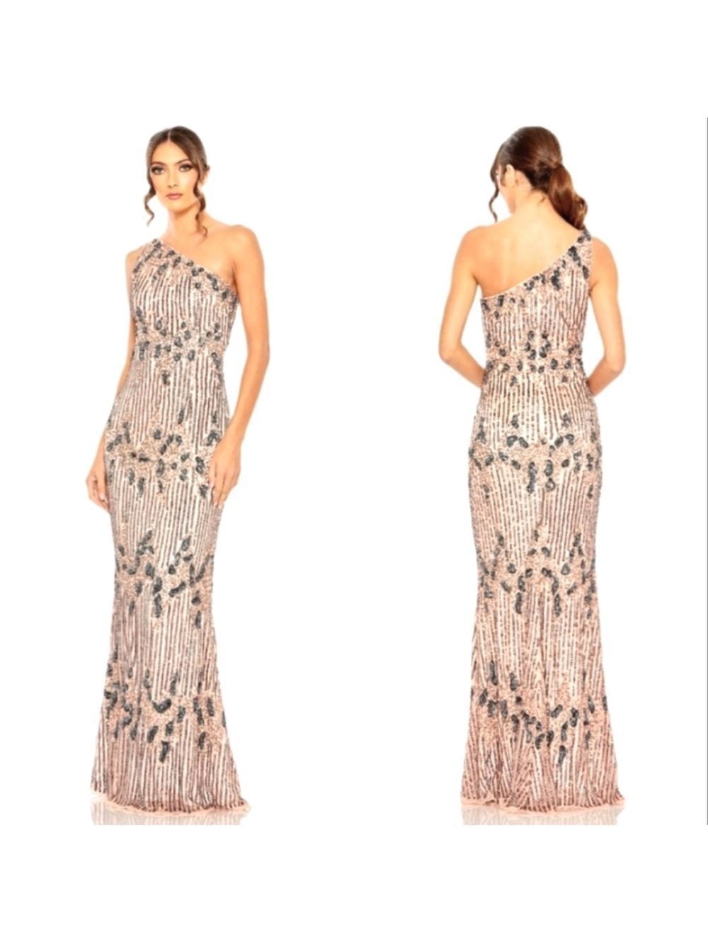 Mac Duggal 5976 NWT ONE SHOULDER EMBELLISHED GOWN size 8